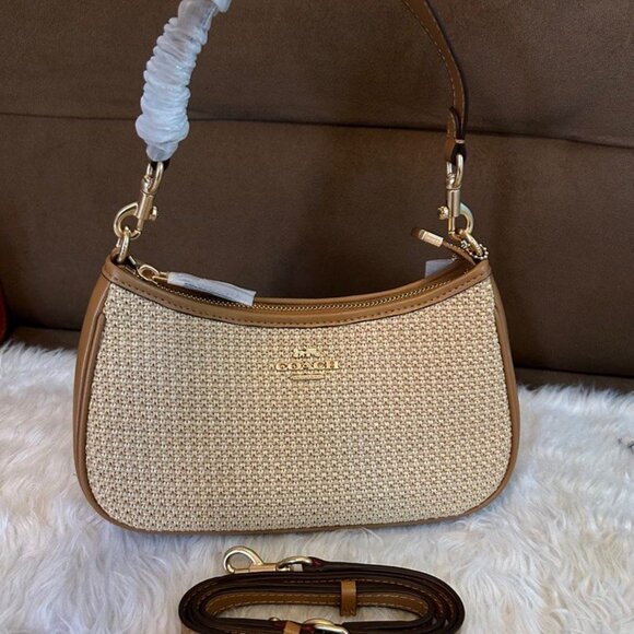Coach Teri Shoulder Bag Straw Bag - Picture 2 of 5